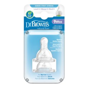 Dr. Brown's Narrow Bottle Nipples - Level 4 (9m+, Fast Flow) 2pk