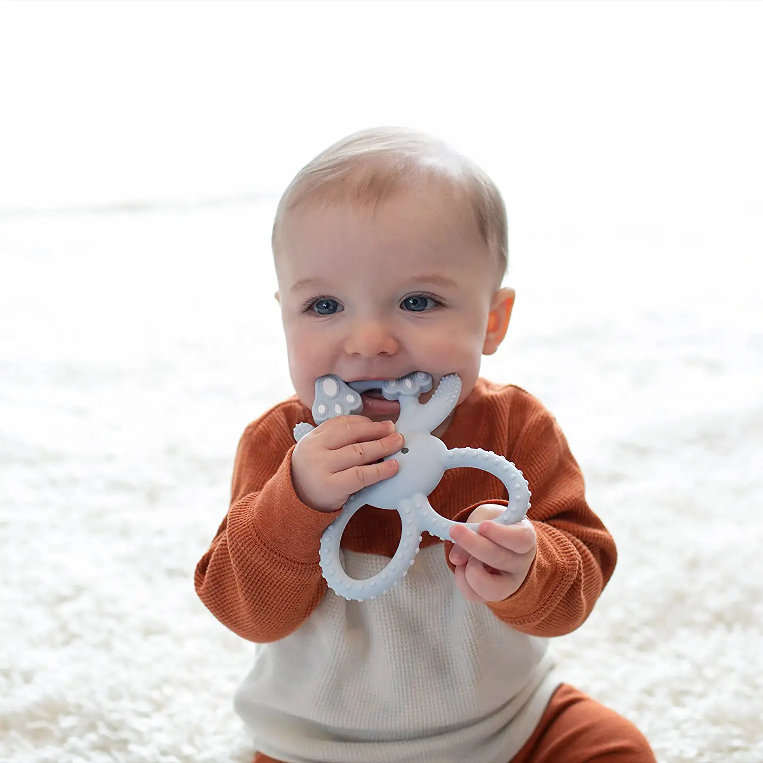 Dr. Brown's Flexees Bunny Teether for Infant & Baby, Blue, 100% Silicone, BPA Free, 3m+ - Image 5