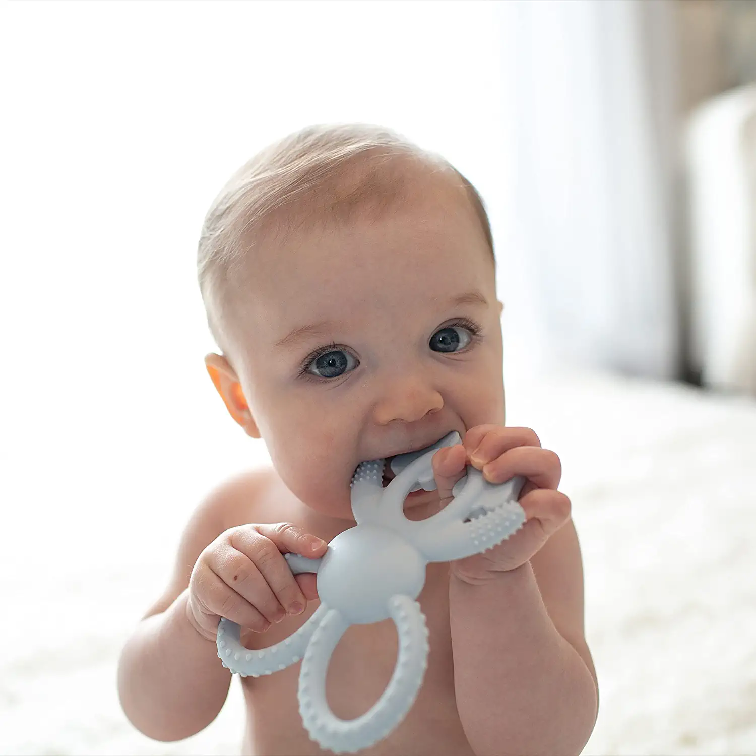 Dr. Brown's Flexees Bunny Teether for Infant & Baby, Blue, 100% Silicone, BPA Free, 3m+ - Image 4