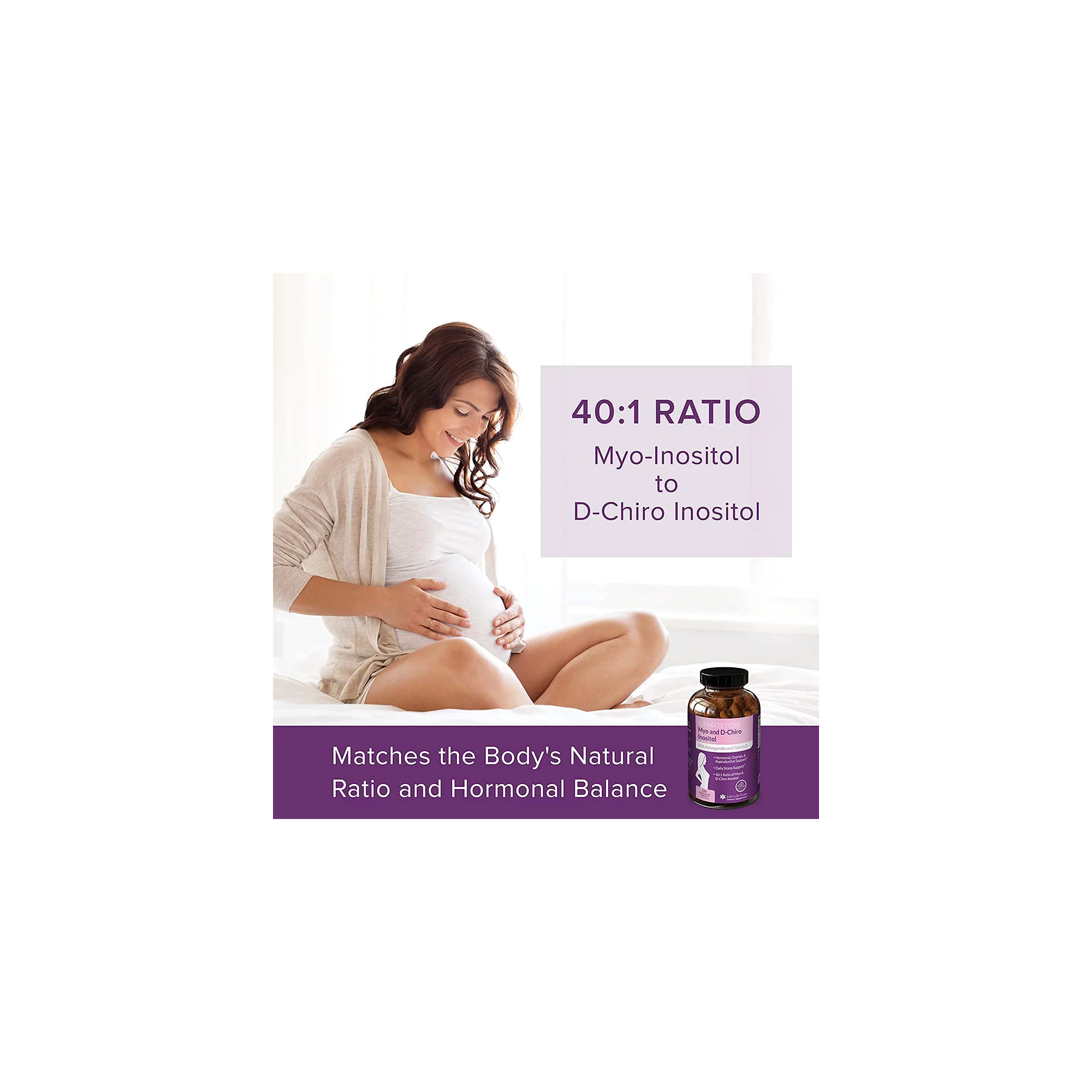 Intimate Rose Myo and D Chiro Inositol Supplement Vitamin D3 and Ashwagandha 120 Capsules - Image 3