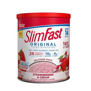 SlimFast Meal Replacement Powder, Original Strawberries & Cream, Weight Loss Shake Mix, 10g of Protein, 14 Servings