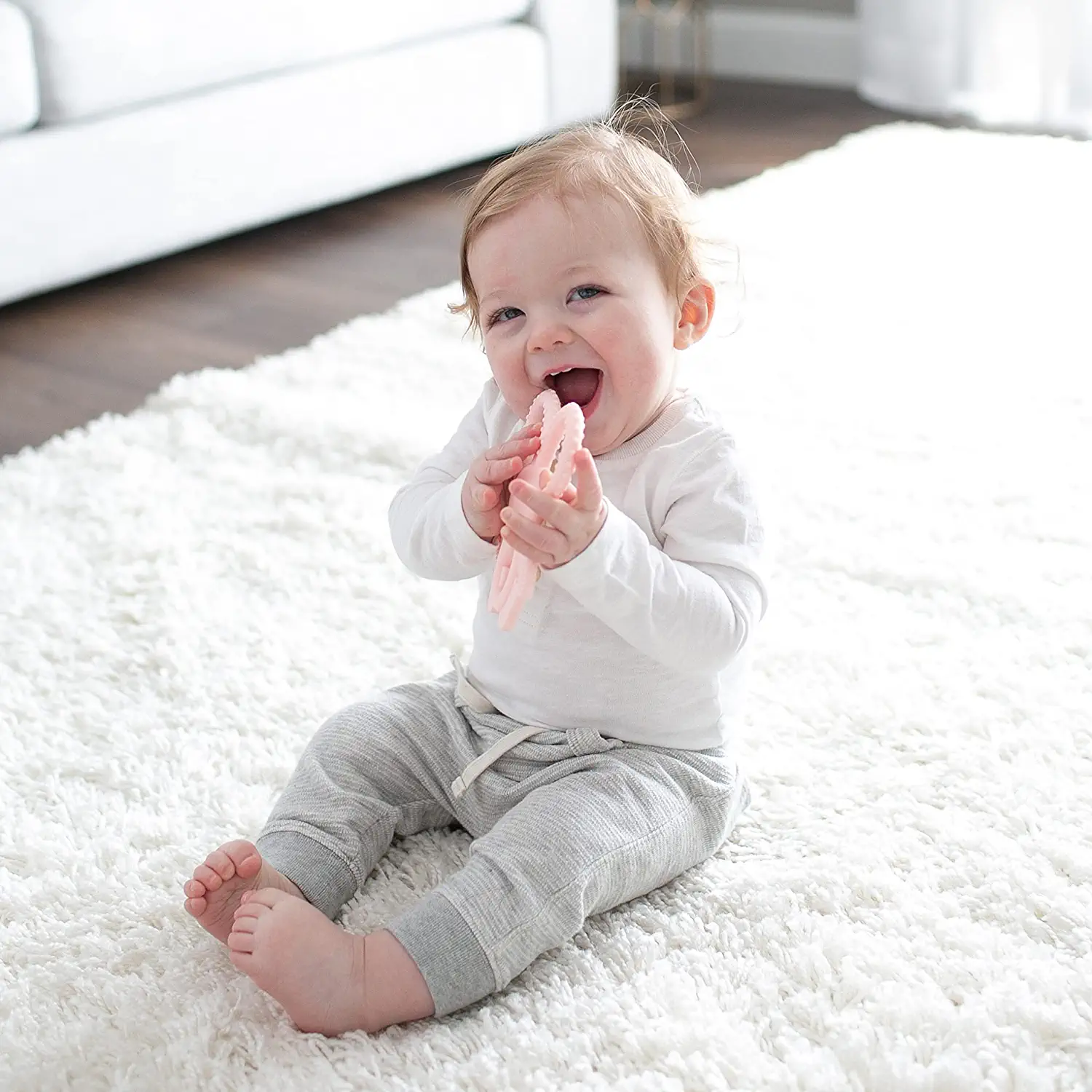 Dr. Brown's Flexees Bunny Teether for Infant & Baby, Pink, 100% Silicone, BPA Free, 3m+ ONLINE ONLY - Image 5