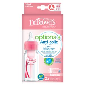 Dr Browns Options+ 4oz Pink Narrow Neck Bottles 2pk