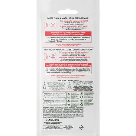 Garnier Green Labs Hyalu-Melon Replumping Serum Mask 5 Minute Sheet Mask with Hyaluronic Acid + Watermelon - Image 3