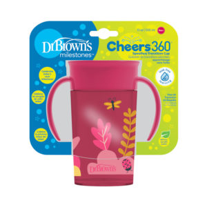 Dr.Brown’s Smooth Wall Cheers 360 Cup with Handles 10oz/300ml – styles may vary - Pink