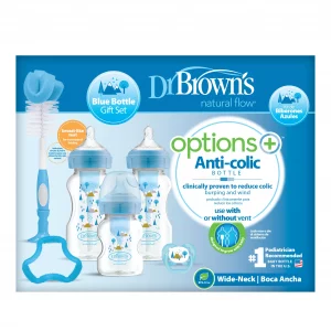 Dr Brown's Options+ Anti-Colic Baby Bottles Gift Set, Blue