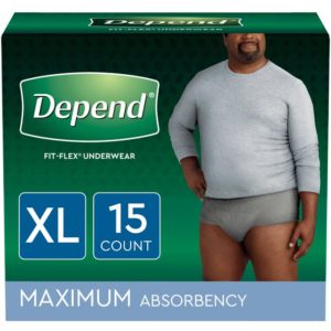 Depend Fit-Flex Incontinence Underwear for Men, Maximum Absorbency, Extra-Large, Grey, 15 Count