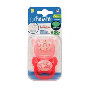 Dr. Brown's Glow in Dark Pacifier, Stage 1/Pink, 0-6 Month by Dr. Brown's 2 count