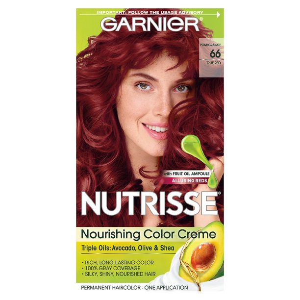 Garnier Nutrisse Nourishing Hair Color Creme, True Red 66 (Pomegranate)
