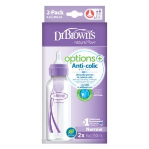DR BROWN’S “Options+” PP Narrow Neck 8 Oz/250 ML Bottle – Purple (2Pack) ONLINE ONLY