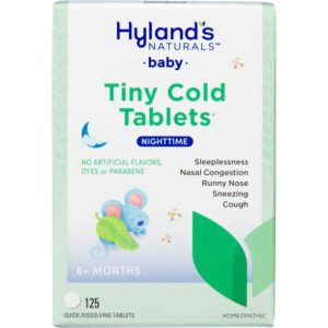 Hyland's Baby Nighttime Tiny Cold Tablets, Natural Relief of Runny Nose, Congestion, and Cold Symptoms at Night, 125 Quick-Dissolving Tablets