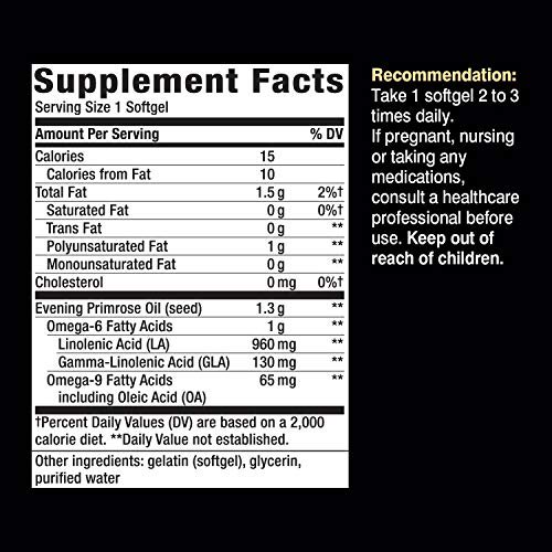 Nature's Way EfaGold Evening Primrose Oil, 1300mg, Cold Pressed | No Fillers | Non-GMO, 120 Softgels - Image 3