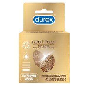 Durex Real Feel, Skin On Skin Feeling, Non-Latex Condoms, 3ct
