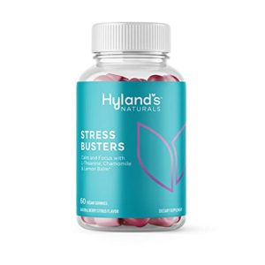 HYLAND'S Naturals Stress Busters Gummies, Calm and Focus with L-Theanine, Chamomile and Lemon Balm, 60 Vegan Gummies