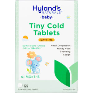 Hyland's Naturals Baby Tiny Cold Tablets, Natural Relief of Runny Nose and Congestion Due to Colds, 125 Quick-Dissolving Tablets