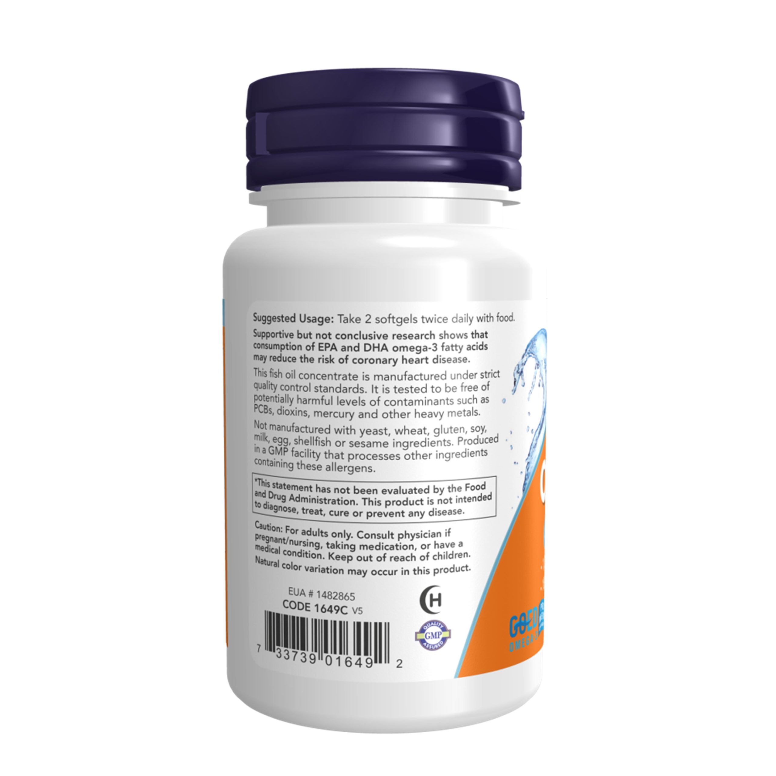 NOW Omega-3, Molecularly Distilled Softgels, 100ct - Image 3