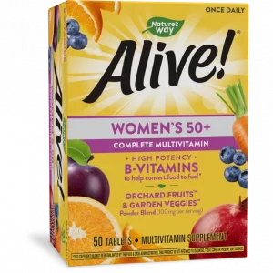 Nature’s Way Alive! Women’s 50+ Complete Multivitamin, Supports Healthy Aging, B-Vitamins, Gluten-Free, 50 Tablets