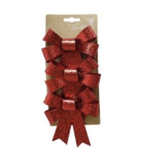 Luxury Glitter Bow 3pc - Red