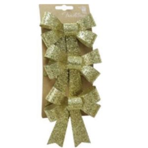 Luxury Glitter Bow 3pc - Gold