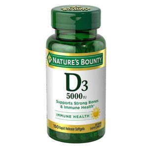 Nature's Bounty Vitamin D3 125 mcg-5000 IU Softgels, Maximum Strength 150 Softgels