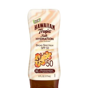 Hawaiian Tropic Sunscreen Silk Hydration Moisturizing Broad Spectrum Sun Care Sunscreen Lotion - SPF 50, 6 Ounce (Packaging may vary)