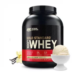 Optimum Nutrition, Gold Standard 100% Whey Protein Powder, 24g Protein, Vanilla Ice Cream, 5 lb