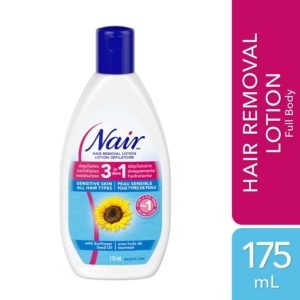 Nair 3-In-1 Hair Removal Lotion for Sensitive Skin with Sunflower Seed Oil and Green Tea Extract
