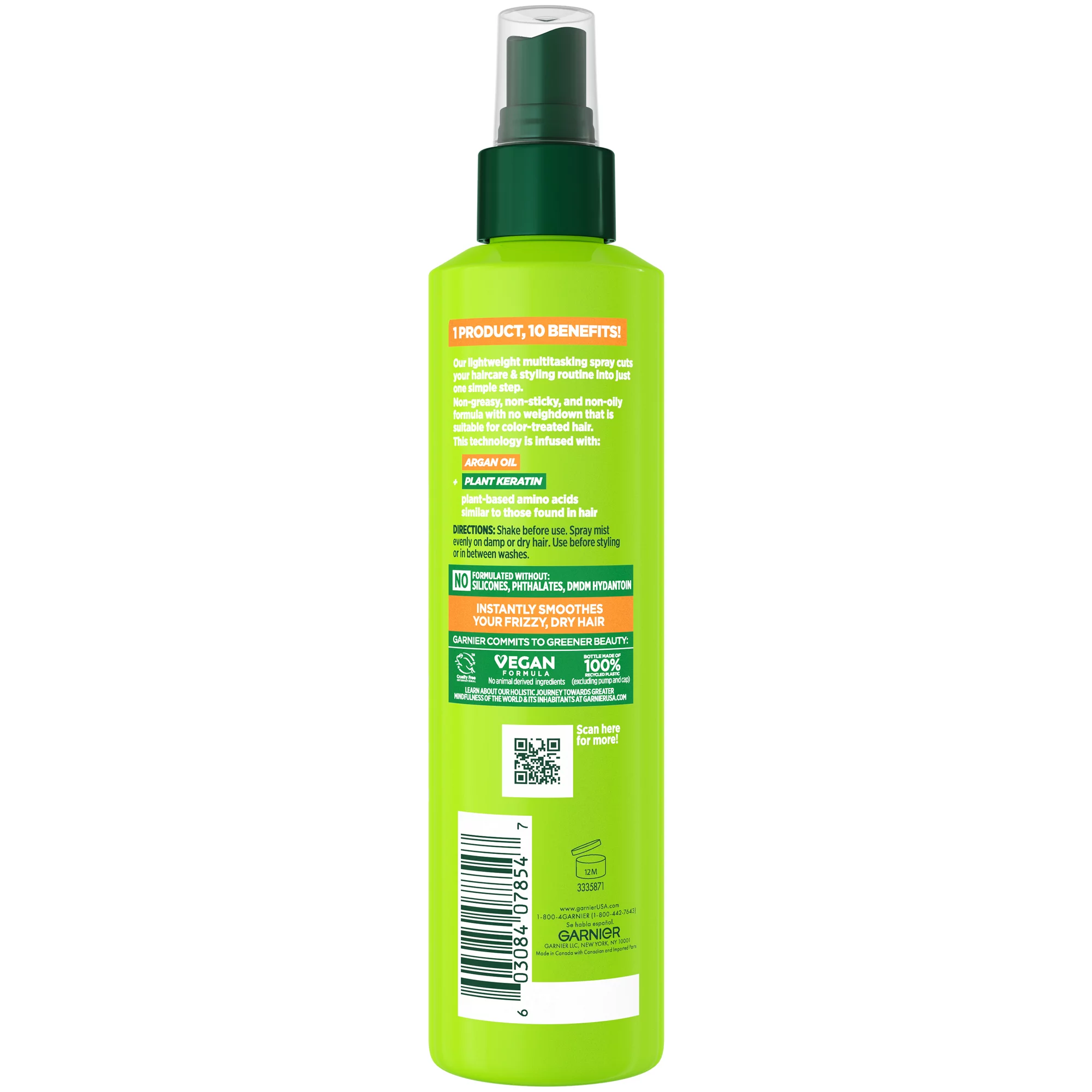 Garnier Fructis Sleek and Shine 10 in 1 Spray with Plant Keratin, 8.1 fl oz - Image 3
