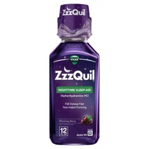 ZzzQuil, Nighttime Sleep Aid Liquid, 50 mg Diphenhydramine HCl, Warming Berry Flavor, 12 fl oz