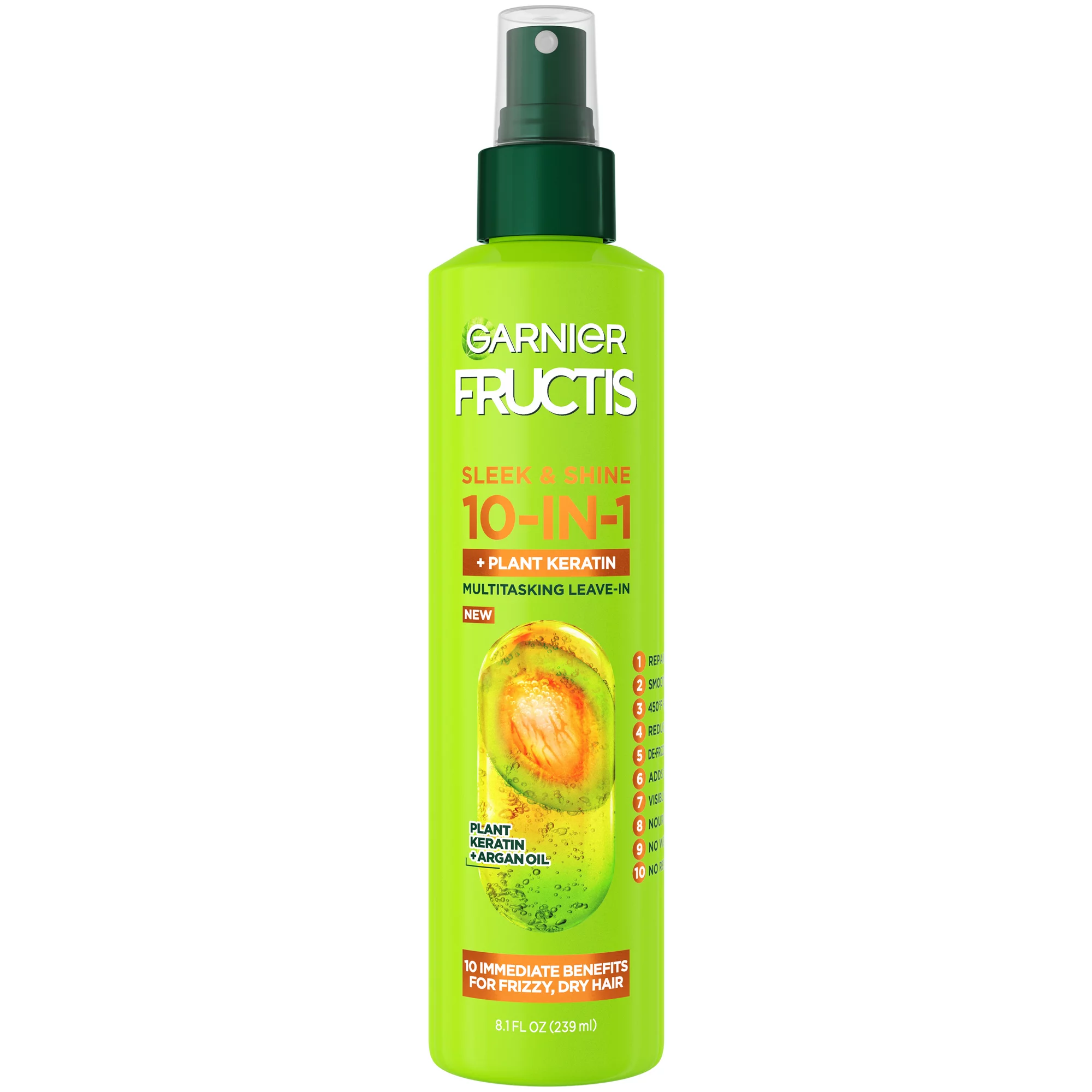 Garnier Fructis Sleek and Shine 10 in 1 Spray with Plant Keratin, 8.1 fl oz