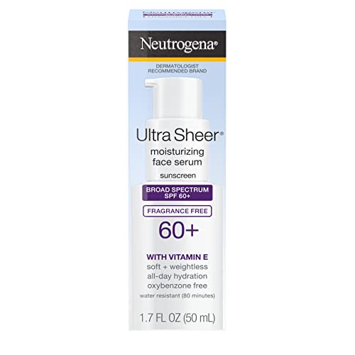 Neutrogena Ultra Sheer Moisturizing Face Serum with Vitamin E & SPF 60+, All Day Facial Sunscreen Serum with Broad Spectrum UVA/UVB Protection, Fragrance-Free,1.7 oz - Image 3