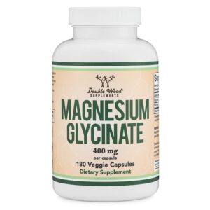 Magnesium Glycinate 400mg, 180 Capsules - Vegan Safe,High Absorption Magnesium by Double Wood Supplements