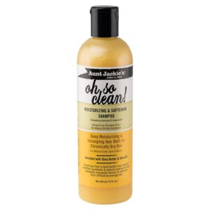 Aunt Jackie's Curls and Coils Oh So Clean Deep Moisturizing and Softening Hair Shampoo for Natural Curls, Coils and Waves, Enriched shea Butter, 12 oz