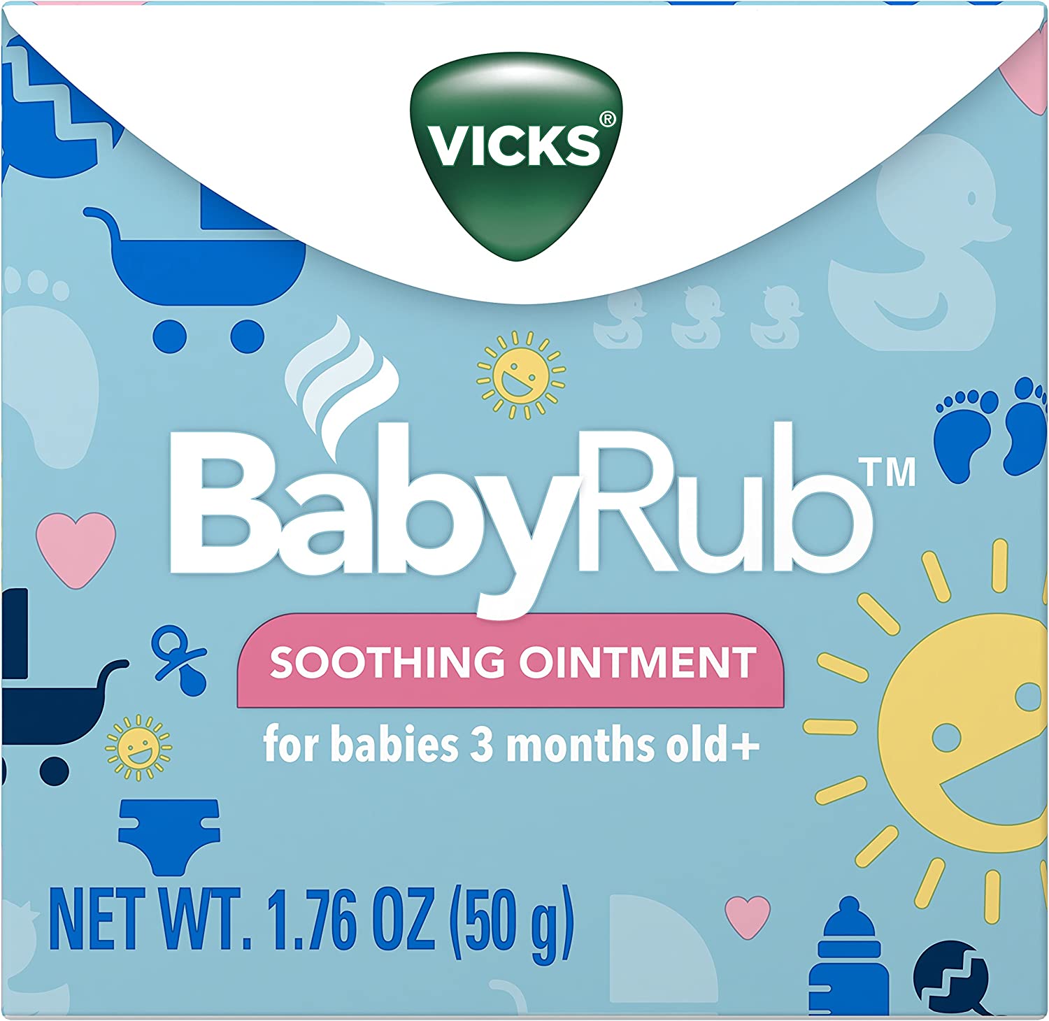 Vicks BabyRub Chest Rub Ointment with Soothing Aloe, Eucalyptus, Lavender, and Rosemary, 1.76 oz (Packaging may vary)