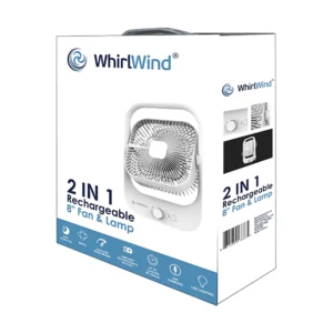 Whirlwind 8" Desk Rechargeable Fan With Lamp