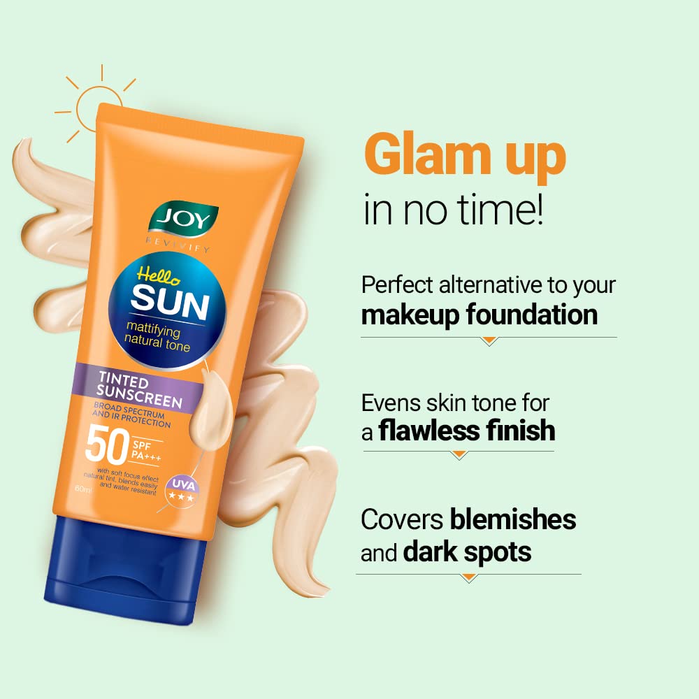 Joy Revivify Hello Sun Sunblock & Anti-tan Lotion Tinted Sunscreen SPF 50 , 60 ml - Image 6