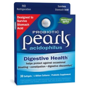 Nature’s Way Probiotic Pearls Acidophilus, 1 Billion Live Cultures, 30 Softgels