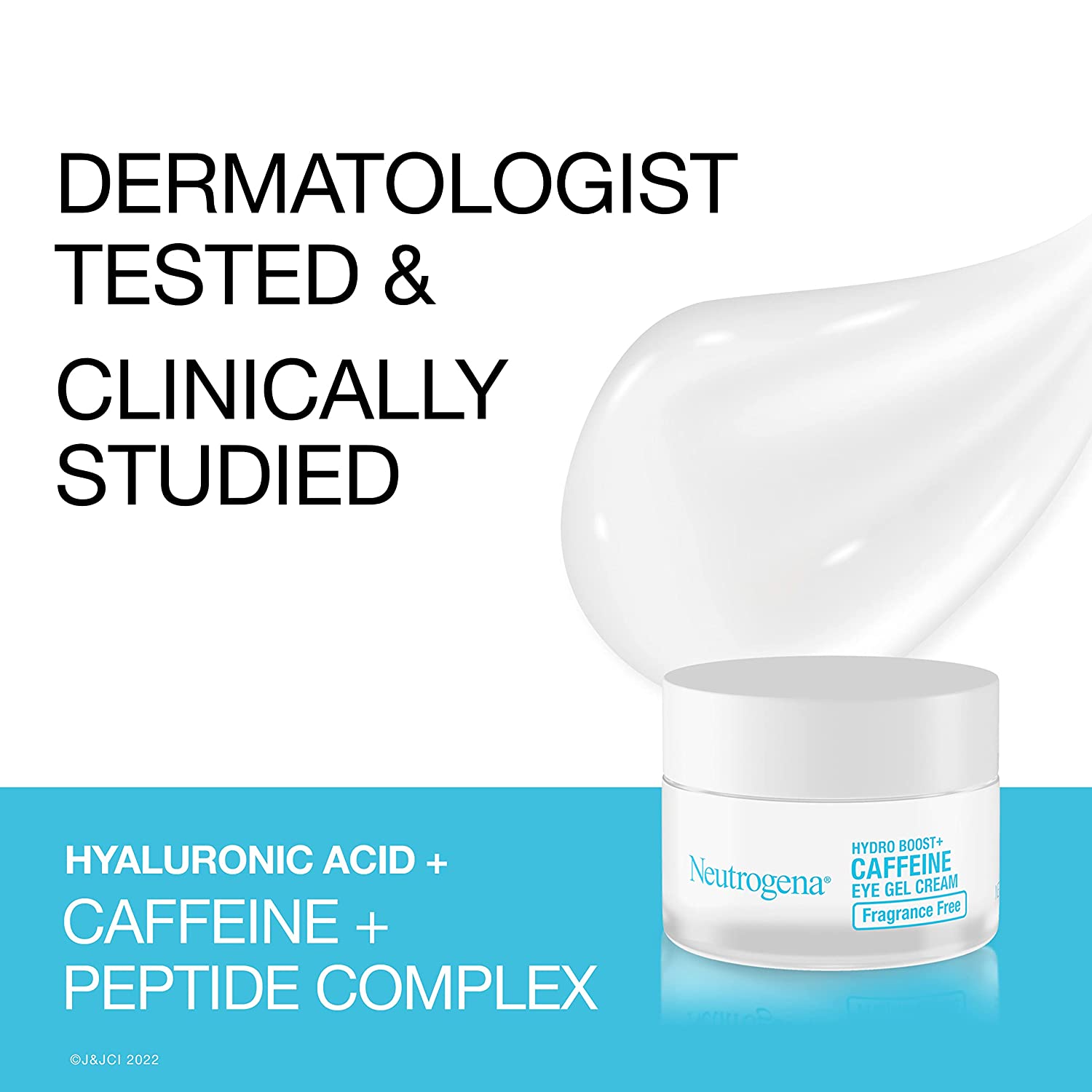 Neutrogena Hydro Boost + Eye Cream for Dark Circles & Puffiness, Under Eye Cream with Caffeine, Hyaluronic Acid and Peptides, Fragrance Free, 0.5 oz - Image 7