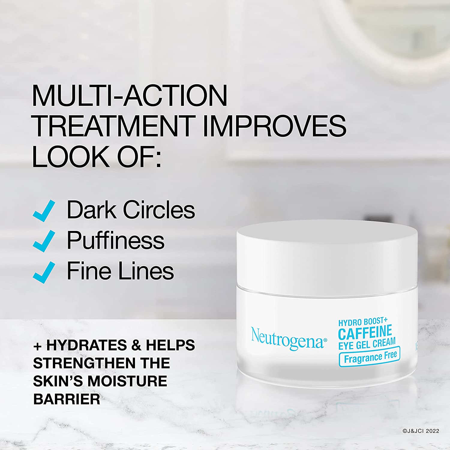 Neutrogena Hydro Boost + Eye Cream for Dark Circles & Puffiness, Under Eye Cream with Caffeine, Hyaluronic Acid and Peptides, Fragrance Free, 0.5 oz - Image 3