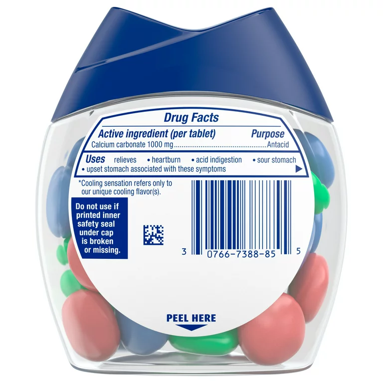 Tums Chewy Bites Fast Cooling Sensation Antacid, Fruit Fusion, 28 Tablets - Image 3