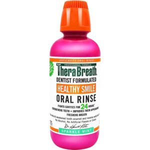 TheraBreath Cavity,Bad Breath Healthy Smile Dentist Formulated 24-Hour Oral Rinse, Sparkle Mint, 16 Oz