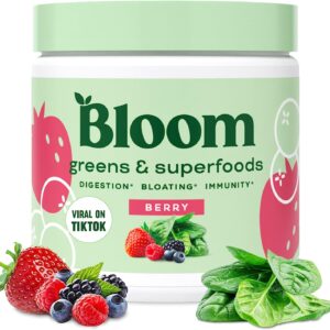 Bloom Nutrition Super Greens Powder Smoothie & Juice Mix - Probiotics for Digestive Health & Bloating Relief for Women, Digestive Enzymes with Superfoods Spirulina & Chlorella for Gut Health (Berry)