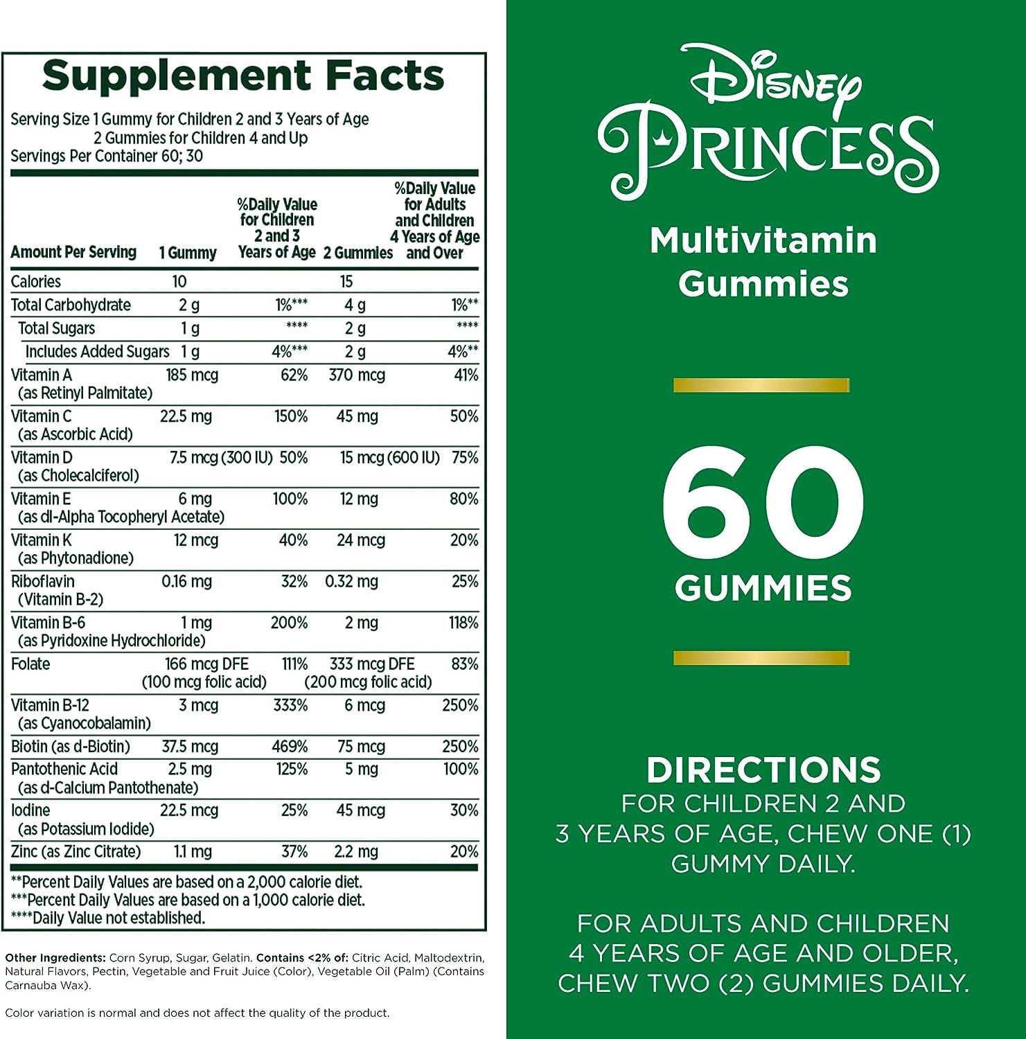 Nature's Bounty Disney® Princess Kids Gummy Multivitamin, Natural Grape, Orange & Cherry Flavored 60ct - Image 3