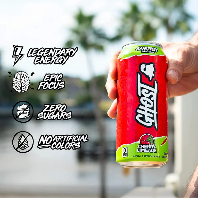 GHOST® ENERGY Sugar-Free Energy Drink, Cherry Limeade, 16 fl oz Can - Image 4