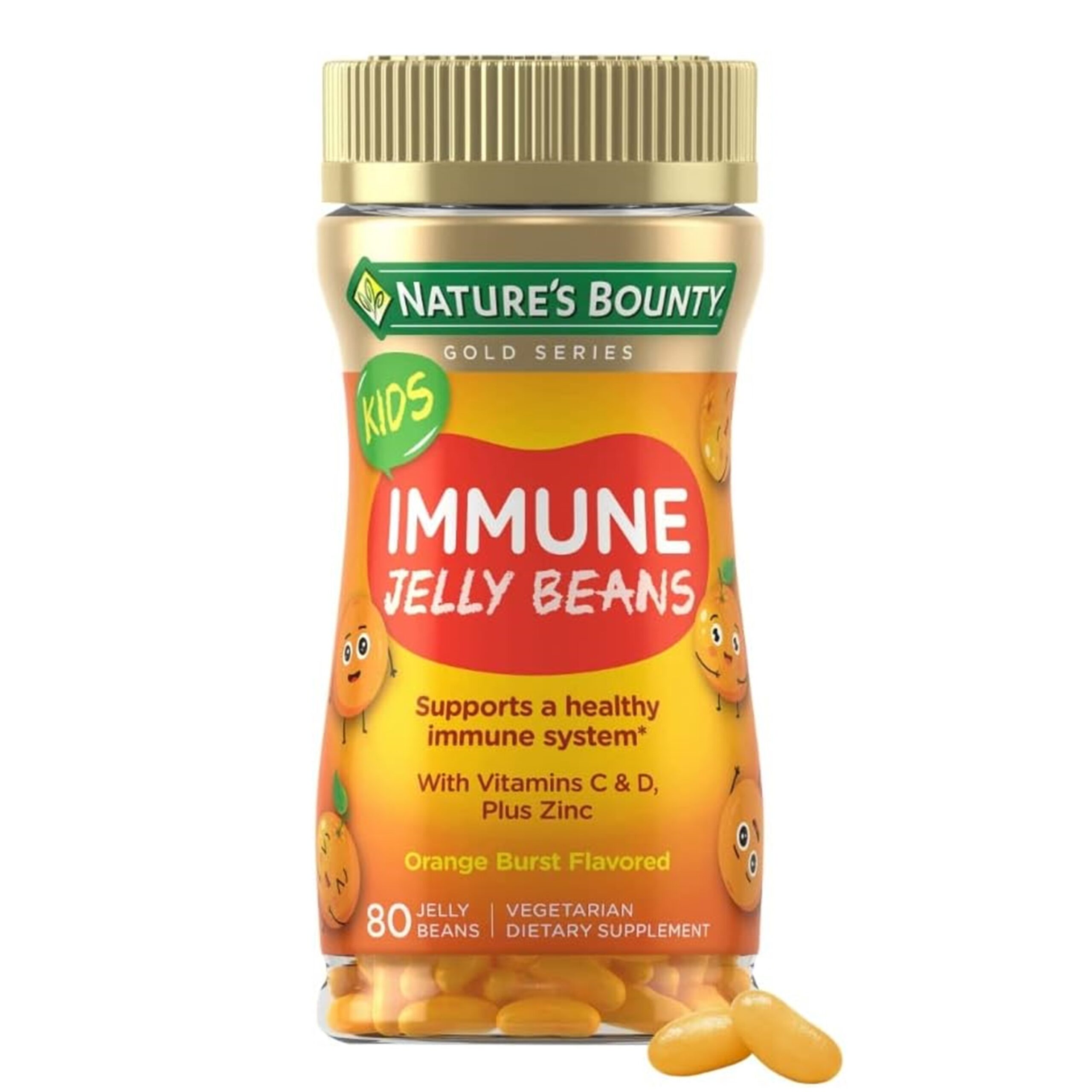 Nature's Bounty Kids Immune Jelly Beans, Immune Support, Orange Burst Flavor, 80 Ct