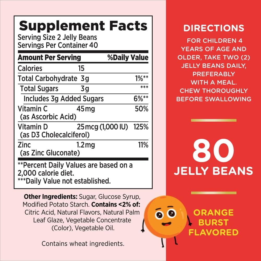 Nature's Bounty Kids Immune Jelly Beans, Immune Support, Orange Burst Flavor, 80 Ct - Image 3
