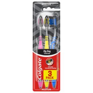 Colgate ZigZag Charcoal Toothbrush 3 Pack -SOFT