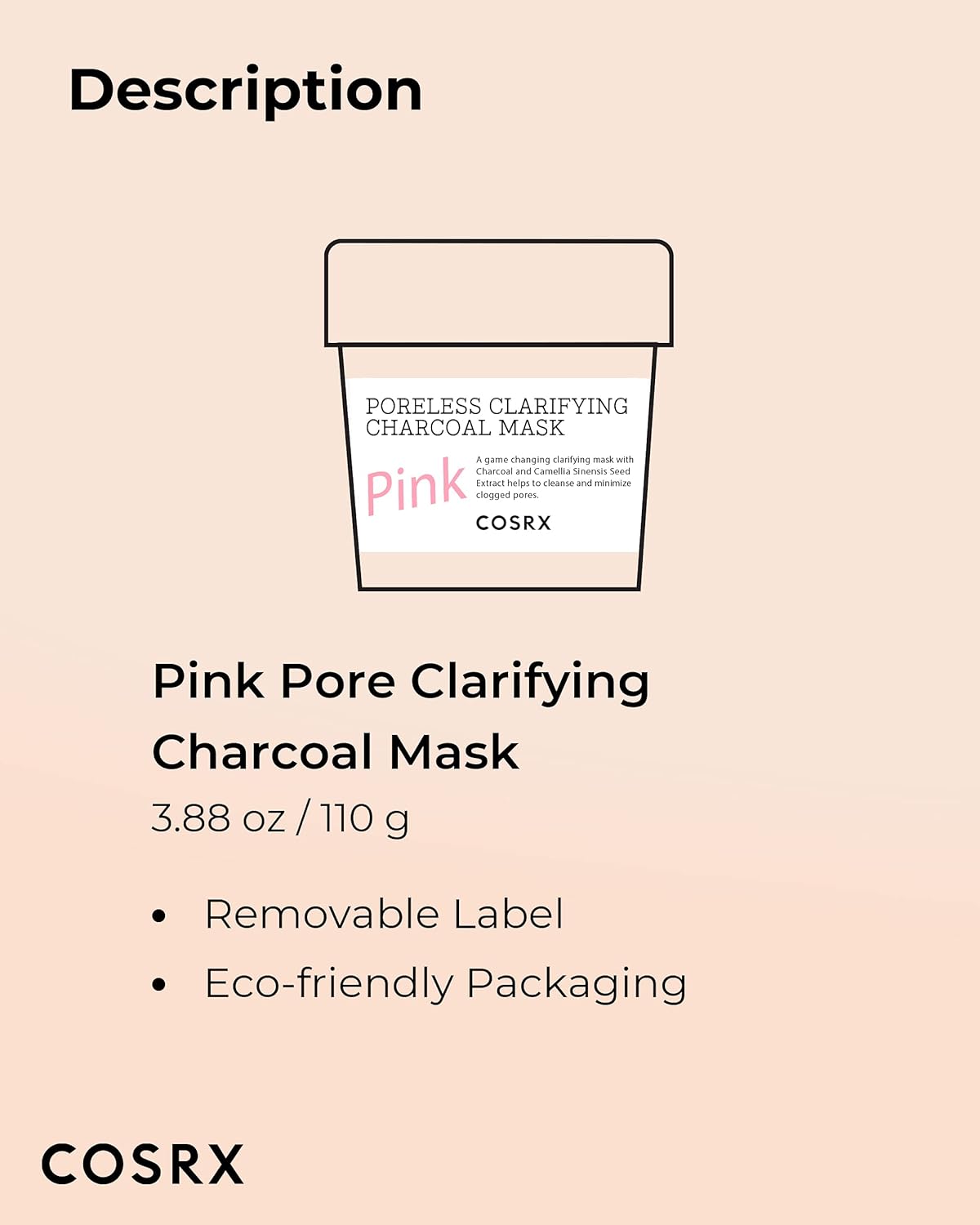 COSRX Pink Pore Clarifying Charcoal Mask 3.8 fl. oz / 110g Blackheads, Pores, Acne Control, Color Changing Fun Skincare, Detox Face Clay Mask - Image 8