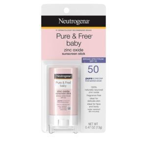 Neutrogena Pure & Free Baby Mineral Sunscreen Stick with Broad Spectrum SPF 50, Baby Face & Body Sunscreen, 0.47 oz