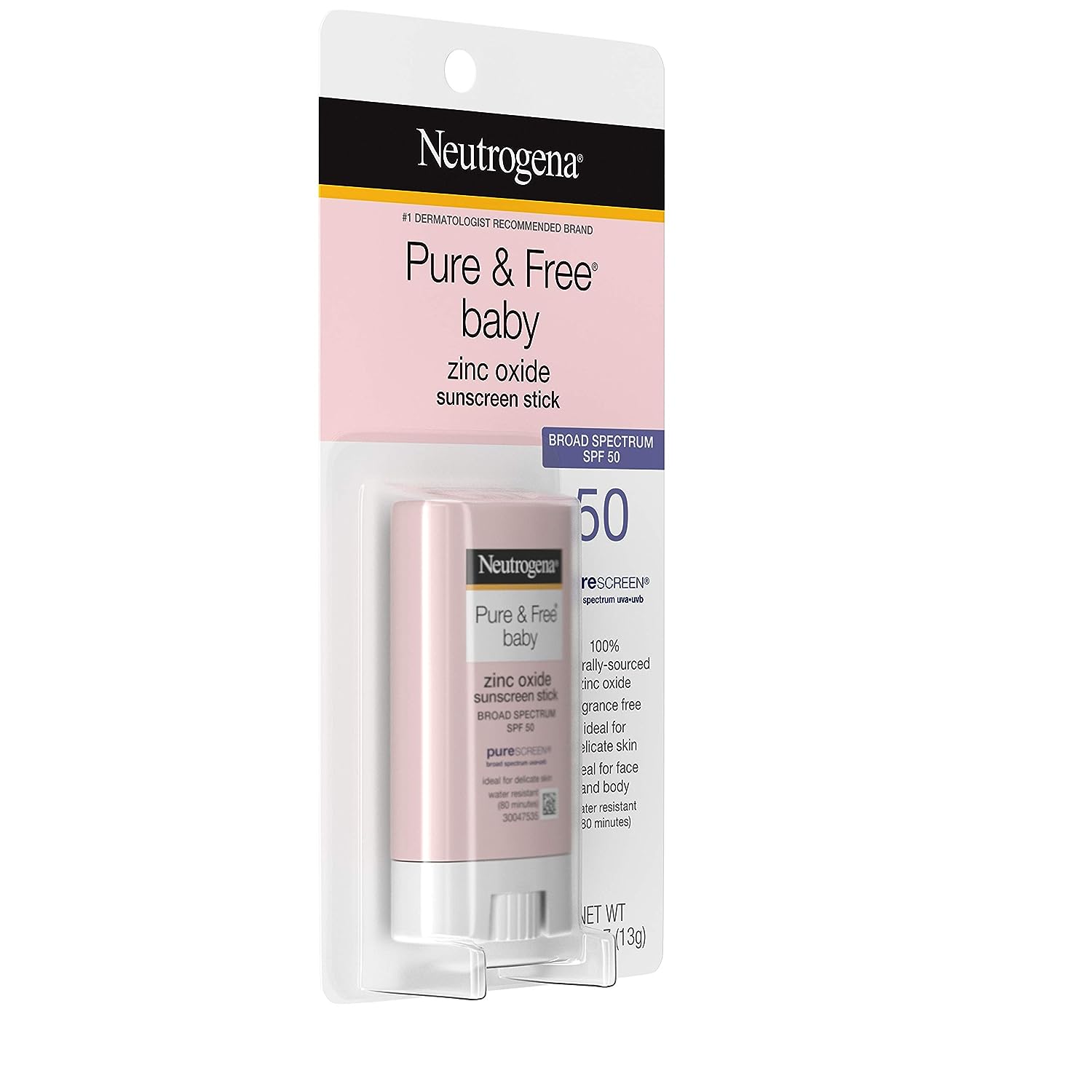 Neutrogena Pure & Free Baby Mineral Sunscreen Stick with Broad Spectrum SPF 50, Baby Face & Body Sunscreen, 0.47 oz - Image 4